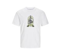 JACK & JONES Mens and J Skull T-Shirt Short Sleeve Cotton Bright White S