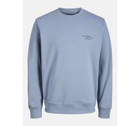 Jack & Jones Mens and Printed Logo Crew Neck Long Sleeve Sweatshirt in Flint Stone - Blue - Size Medium