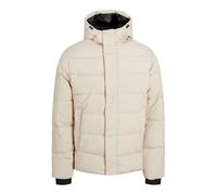 Jack & Jones Mens and Solid Patterned Hooded Ribbed Cuff Puffer Jacket in Moonbeam - White - Size 2XL