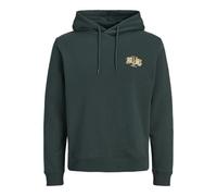 JACK & JONES Men's Big Logo Print Sweat Hoodie | Regular Fit Pullover Hooded Sweatshirt, Scarab Colour, UK Size - S