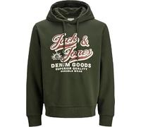 JACK & JONES Men's Big & Tall Hoodie Sweatshirt - Plus Size Pullover Hooded Sweater, Drawstrings, Large Logo Print, XXL to 5XL