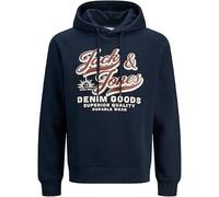 JACK & JONES Men's Big & Tall Hoodie Sweatshirt - Plus Size Pullover Hooded Sweater, Drawstrings, Large Logo Print, XXL to 5XL