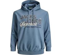 JACK & JONES Men's Big & Tall Hoodie Sweatshirt - Plus Size Pullover Hooded Sweater, Drawstrings, Large Logo Print, XXL to 5XL
