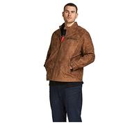 JACK & JONES Men's Bikerjacke in Lederoptik Male, Plus Size Biker Jacket in Leather Look, Cognac, EU7XL US5XL