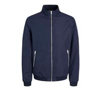JACK & JONES Mens Bomber Jacket Lightweight High Neck Full Zip Coat Long Sleeve Jackets for Men, Navy Colour, Size- S