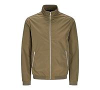 JACK & JONES Mens Bomber Jacket Lightweight High Neck Full Zip Coat Long Sleeve Jackets for Men, Green Colour, Size- L