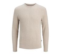 JACK & JONES Mens Cable Knit Jumper Oatmeal XL