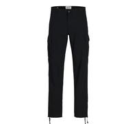 JACK & JONES Mens Cargo Combat Trouser Relaxed Fit Button Fastening Pants for Men UK, Black- 33W / 32L