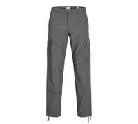 JACK & JONES Mens Cargo Combat Trouser Relaxed Fit Button Fastening Pants for Men UK, Castlerock- 28W / 32L Grey