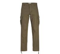 JACK & JONES Mens Cargo Combat Trouser Relaxed Fit Button Fastening Pants for Men UK, Olive Night- 30W / 32L