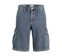 JACK & JONES Mens Cargo Jeans Shorts, 2 Front Pockets, Zip Fly, 100% Cotton Shorts for Men, Blue Denim Colour, UK Size M