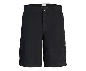 JACK & JONES Mens Cargo Shorts 3/4 Length Cotton Combat Capri Multipocket Half Pants for Summer, Walking, Hiking & Camping- Black Colour, Sizes- L