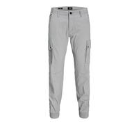 JACK & JONES Men's Casual Cargo Pants - Stylish Grey Jogger-Style Trousers with Multiple Pockets, Grey Colour, Size- 28W / 32L