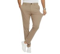 JACK & JONES Men's Chino Trousers Slim Fit - Chino Trousers Men Made of Recycled Polyester - Classic Performance Pants Men's Trousers with Stretch, Mid Rise, Turn-Up Hem, Crockery, 34 W/32 L