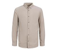 JACK & JONES Mens Classic Shirt Long Sleeve Oatmeal L