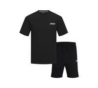 JACK & JONES Mens Co-ord Set, Short Sleeve Crew Neck T-Shirt with Matching Shorts, Casual Summer Outfit for Men, Black Colour, UK Size - S
