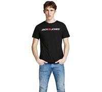 Jack & Jones Men's Jjecorp Logo Tee Crew Neck Noos T Shirt, Black (Black Detail: Slim Fit), S UK