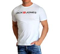 Jack & Jones Men's Jjecorp Logo Tee Crew Neck Noos T Shirt, White (White Detail: Slim Fit), S UK