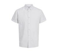 JACK & JONES Mens Cotton Shirts, Short Sleeve Button Down Summer Polo Shirts for Men UK, White Colour, Size L