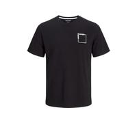 JACK & JONES Mens Cotton T-Shirt with Chest Print Logo Casual Crew Neck Short Sleeve T-Shirt for Men, Black Colour, Size- S