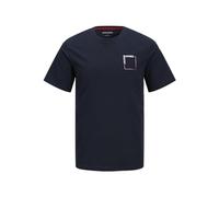 JACK & JONES Mens Cotton T-Shirt with Chest Print Logo Casual Crew Neck Short Sleeve T-Shirt for Men, Sky Captain Colour, Size- XL