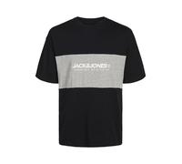 JACK & JONES Mens Crew Neck Short Sleeve T-Shirt, Casual Cotton Tee Top for Everyday Wear, Comfortable Regular Fit T-Shirt for Men, Black Colour, UK Size - XXL