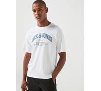 Jack & Jones Men's Denver Logo T-Shirt, White, Size S, Men White