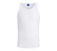 JACK & JONES Men's Dia Pointelle Tank Top, Cotton-Polyester Blend Sleeveless Vest, Round Neck Regular Fit Summer Top, White, S