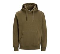 JACK & JONES Men's Essential Hoodie Soft Fleece Hood Sweatshirt Pullover, Colours:Khaki, Size Sweater:L