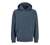 JACK & JONES Mens Fleece Hooded Sweatshirt, Long Sleeve Faded Hoodies For Men UK, Indigo Colour, Size - XL