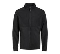 JACK & JONES Men's Fleece Jacket Long Sleeve High Standup Collar Coat, Black Colour, UK Size S