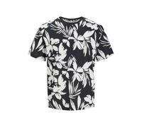 Jack & Jones Mens Floral Print T-Shirt with Leaf Design - Black - Size Small
