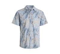 JACK & JONES Men's Floral Shirts Short Sleeve Summer Cotton Regular Fit Tropical Holiday Beach Shirt Celestial Blue