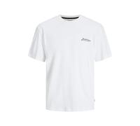 JACK & JONES Men's Frontprint Jjbeau Tee SS Front Print Crew Neck, White, S