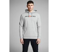 Jack & Jones Mens Hoodied Essentials Regular Fit Cotton Blend Logo Sweat Jumper