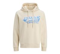 JACK & JONES Men's Hoodies Pullover Sweat Cool Logo Design Long Sleeve Sweatshirt for Men, Antique White Colour, UK Size - L