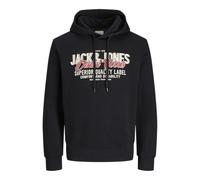 JACK & JONES Men's Hoodies Pullover Sweat Cool Logo Design Long Sleeve Sweatshirt for Men, Black Colour, UK Size - L