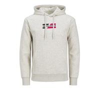 JACK & JONES Mens Hoodies with Pocket, Drawstring Hooded Sweatshirt For Men, White Melange Colour, UK Size - M