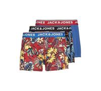 JACK & JONES Men's Jacazores Trunks 3 Pack Noos Boxer Shorts, Black/Pack: pompain red-Blue lolite, L