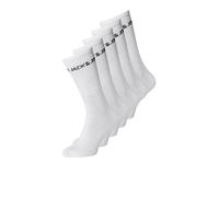 Jack & Jones Men's Jacbasic Logo 5 Pack Tennis Socks, White, One Size UK