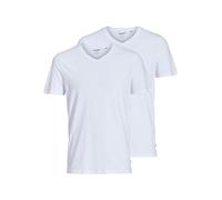 Jack & Jones Men's Jacbasic V-neck Tee 2 Pack T Shirt, White (White), M UK