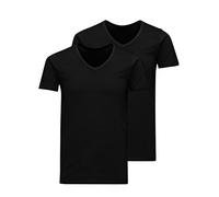 JACK & JONES Mens 2 Pack Short Sleeve V Neck T-Shirt Black XXL