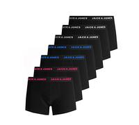 JACK & JONES Men's JACBELMO Trunks, Pack of 7, Black/Logo White/Pink/Blue, L