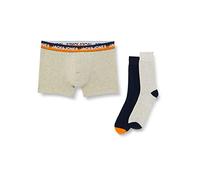 JACK&JONES Men's JACCLIFFORD GIFTBOX Boxershorts & Socken, Light Grey Melange/Pack:Light Grey Melange-Navy Blazer, S