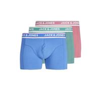 JACK & JONES Men's Jacconnor Solid Trunks 3 Pack Boxer Shorts, Palace Blue/Pack:Bottle Green-Rapture Rose, XL