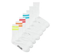 JACK & JONES Men's Jaceli Stripes Tennis Sock 7 Pack, White/Pack: White-White-White-White-White, One Size