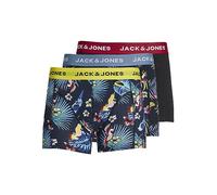 JACK & JONES Men's Jacflower Bird Trunks 3 Pack Noos Boxer Shorts, Surf the Web/Detail:black - Black, S
