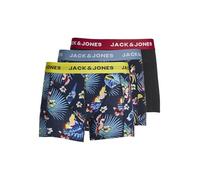 JACK & JONES Men's Jacflower Bird Trunks 3 Pack Noos Boxer Shorts, Surf the Web/Detail:black - Black, XXL