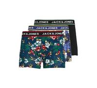 Jack & Jones Men's 3 Pack Flower Print Boxer Briefs - Blue/Black, Black, Size S, Men Black