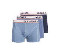 JACK & JONES Mens Jacjake Trunks 3 Pack Noos Boxer Shorts, Navy Blazer/Pack: Coronet Blue - Vintage Blue, M UK
